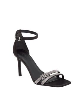 Nordstrom Woman’s Ava Black Stiletto Sandals with Crystal-Embellished Straps 7